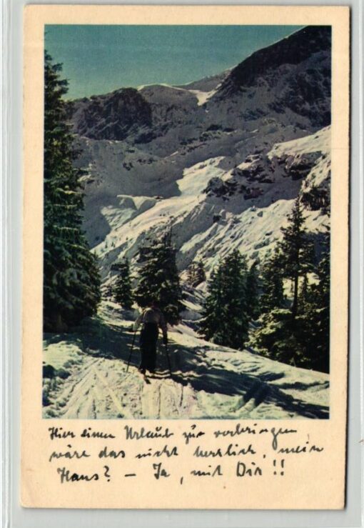 AK Postcard Ski, Skisportler in Winterlandschaft, Aufstieg Berge, Skiing