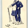 AK Postcard Schi, Ski Heil Küstlerkarte Liebespaar Skiing
