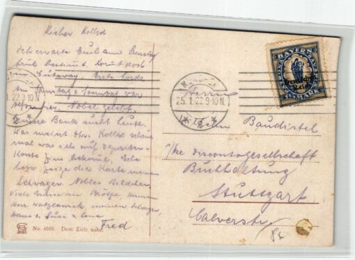 AK Postcard Ski, Aufstieg Farbe Bayern 1922 Patrona Bavaria Skiing – Bild 2