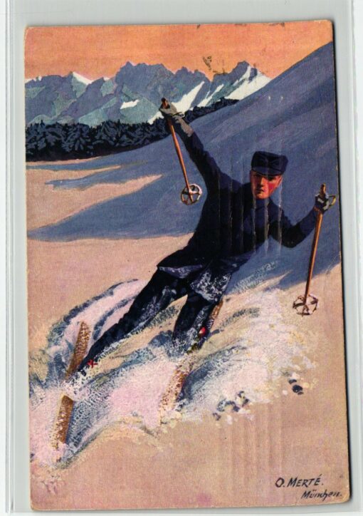 AK Postcard Ski, München 1922 Merte Schifahrer Abfahrt Skiing