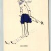 AK Postcard Ski, Ski Heil Küstlerkarte Frau Abfahrt Skiing