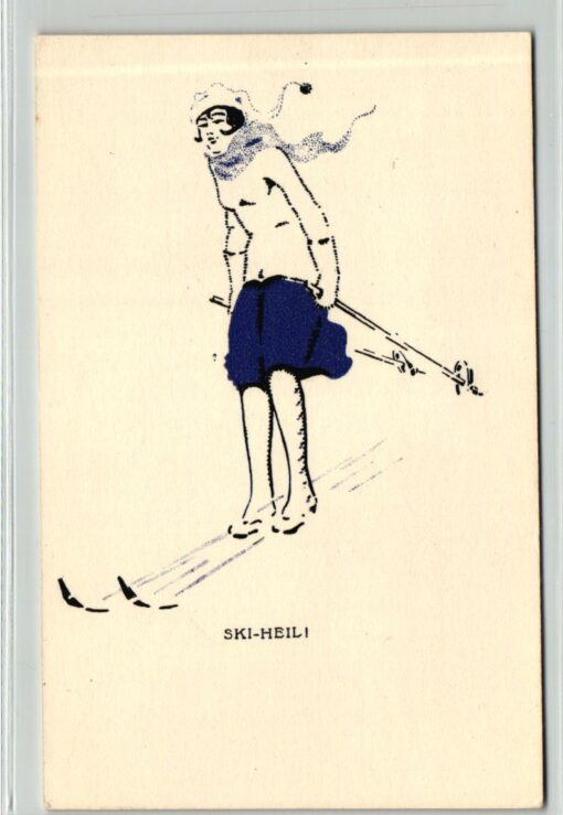 AK Postcard Ski, Ski Heil Küstlerkarte Frau Abfahrt Skiing