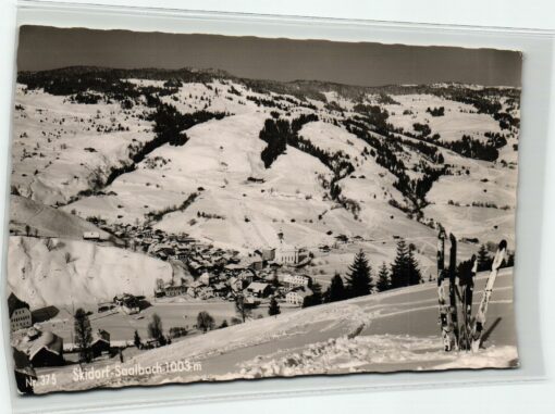AK Postcard Ski, Skidorf Saalbach Wintersport Skiing