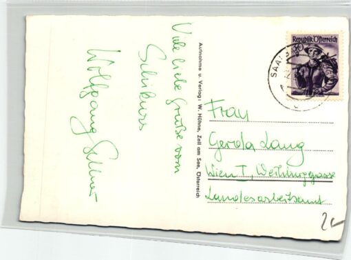 AK Postcard Ski, Skidorf Saalbach Wintersport Skiing – Bild 2