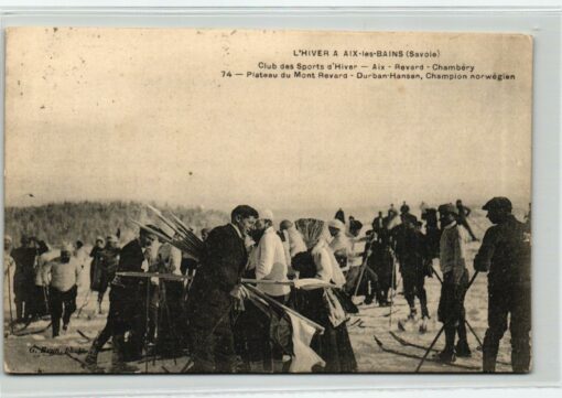 AK Postcard Ski, Sports Hiver Aix les Bains Savoie Durban Hansen 1912 Skiing