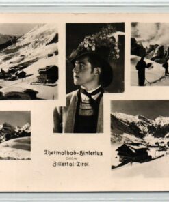 AK Postcard Ski, Hintertux Zillertal Tirol Thermalbad Langersbach 1950 Skiing