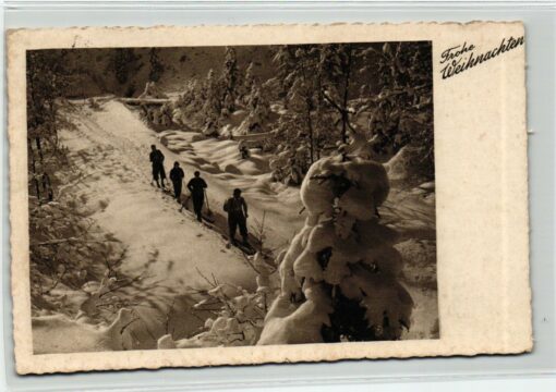 AK Postcard Ski, Steyr Schifahrer Aufstieg Weihnachten Skiing