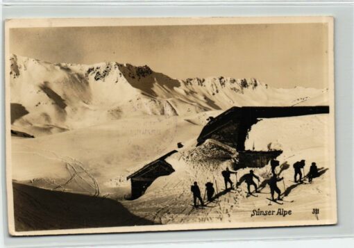 AK Postcard Ski, Sünser Alpe Damüls Au im Bregenzerwald 1930 Skiing