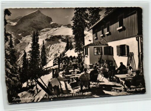 AK Postcard Ski, Kreuzjochhaus Alpspitze Garmisch Sonnenterrasse Skiing