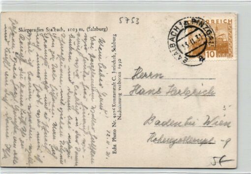 AK Postcard Ski, Breitfussalm Zwölferkogel Saalbach 1931 Salzburg Skiing – Bild 2