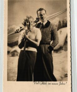 AK Postcard Ski, Konz Karthaus Trier, Schifahrer Paar 1937 Skiing
