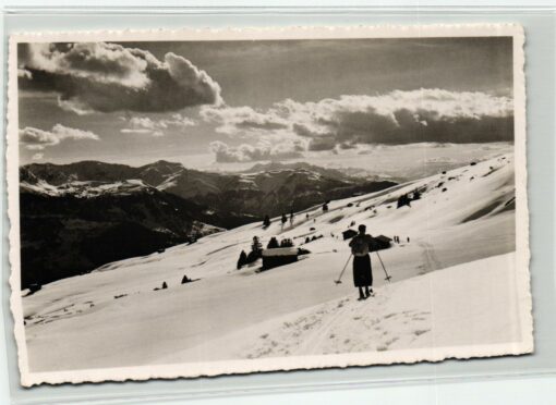 AK Postcard Ski, Skihaus Hochwang Schweiz St. Peter Skiing