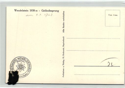 AK Postcard Ski, Wendelsteinhaus Berghotel Heimatbilder 1942 Geländesprung Skiing – Bild 2