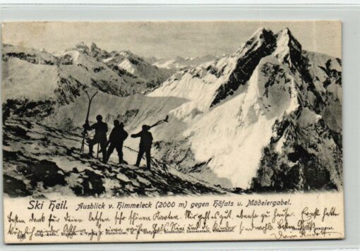 AK Postcard Ski Heil, Ausblick Himmeleck Höfats Mädelergabel Schilaufen Skiing