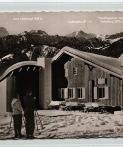 AK Postcard Ski, Hörnlehütte Bad Kohlgrub gegen Zugspitze Skiing