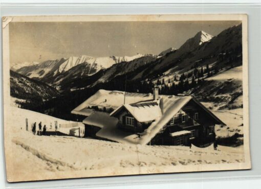 AK Postcard Ski, Schwarzwasserhütte Schwaben Hirschegg 1934 Skiing