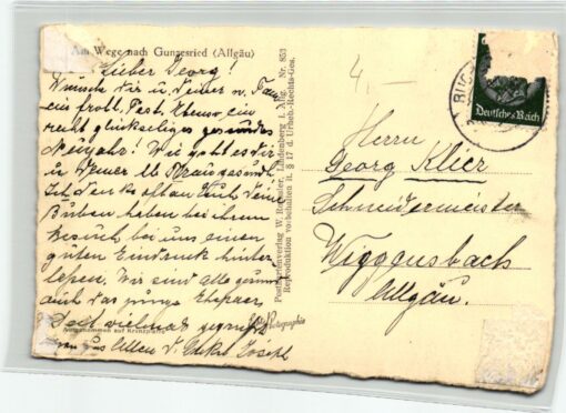 AK Postcard Ski, Günzesried Allgäu Schilaufen Skiing – Bild 2
