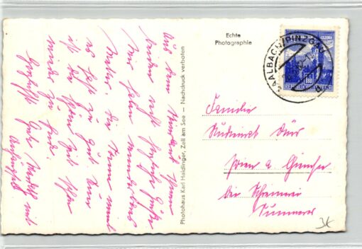 AK Postcard Ski, Skigebiet Saalbach gegen Zwölferkogel Skiing – Bild 2