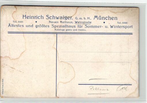 AK Postcard Ski, Heinrich Schwaiger München Sommer- Wintersport Werbekarte Skiing – Bild 2