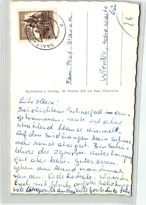 AK Postcard Ski, Saalbach Österreich Skihütte  Skiing – Bild 2