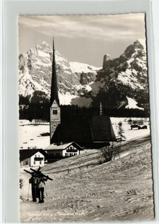 AK Postcard Ski, Schidorf Alm Steinerne Meer Saalfelden Skiing