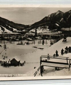 AK Postcard Ski, Oberammergau Skiewiese Skirennen Skiing