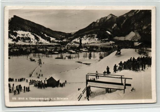 AK Postcard Ski, Oberammergau Skiewiese Skirennen Skiing