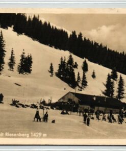 AK Postcard Ski, Riesenhütte im Riesenberg Skiabfahrt Hochries Frasdorf Skiing