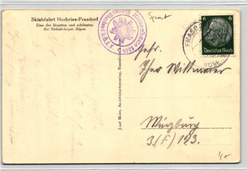 AK Postcard Ski, Riesenhütte im Riesenberg Skiabfahrt Hochries Frasdorf Skiing – Bild 2
