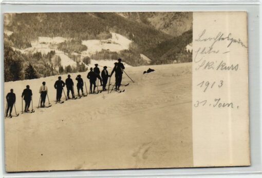 AK Postcard Ski, Skikurs 1913, Schilaufen, Skiing