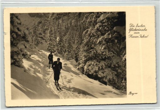 AK Postcard Ski, Schilaufen Neujahr Bayreuth Deutsches Reich Skiing