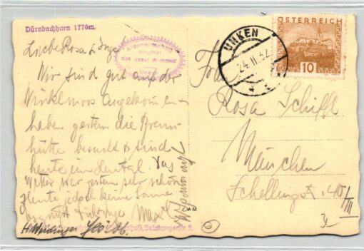 AK Postcard Ski, Dürnbachhorn Unken Alpenwirtschaft 1932 Skiing – Bild 2