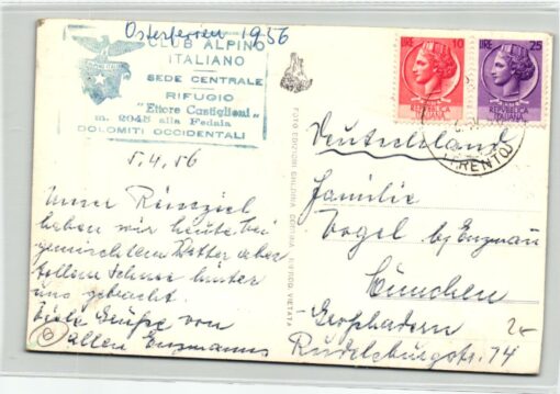 AK Postcard Ski, Marmolada Vernel Fedai Trento Club Alpino Italiano CAI Skiing – Bild 2