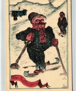 AK Postcard Ski, Der Anfänger Heigenmooser München Zeichnung Wintersport Skiing