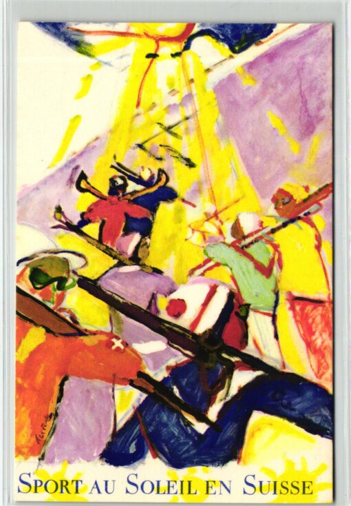AK Postcard Ski, Sport au Soleil en Suisse Hans Falk Affiche Schweiz Wintersport Skiing