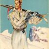 AK Postcard Ski, Steirischer gebirgsverein F. Trenk 1946 Plakat Schiläufer  Skiing