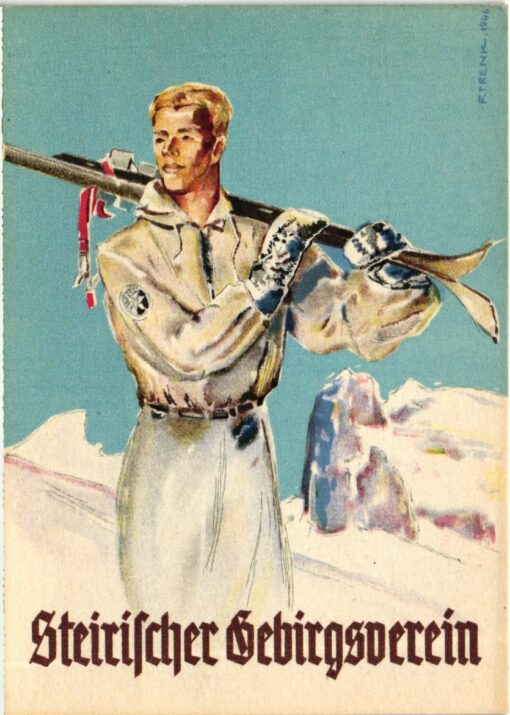 AK Postcard Ski, Steirischer gebirgsverein F. Trenk 1946 Plakat Schiläufer  Skiing