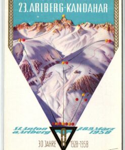 AK Postcard Ski, 23. Arlberg Kandahar 1928-1958 Slalom Tirol St. Anton Skiing