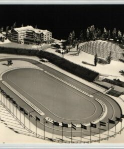AK Postcard Cortina 1956, Misurina Plastico Anello Olimpico Eisschnelllauf Olympia Olympic