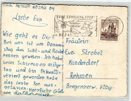 AK Postcard Ski, Igel Mecki Schi Seilbahn Skiing – Bild 2