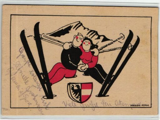 AK Postcard Ski, Marion Adam Karte Garmisch Partenkirchen 1947 Skiing