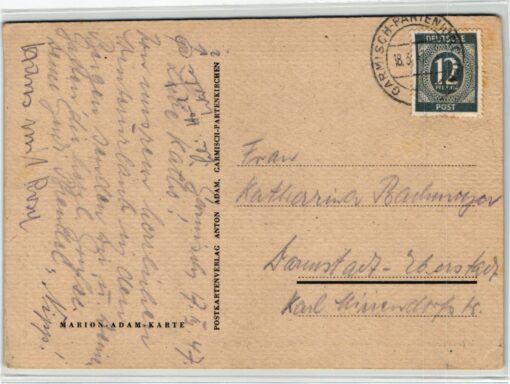 AK Postcard Ski, Marion Adam Karte Garmisch Partenkirchen 1947 Skiing – Bild 2