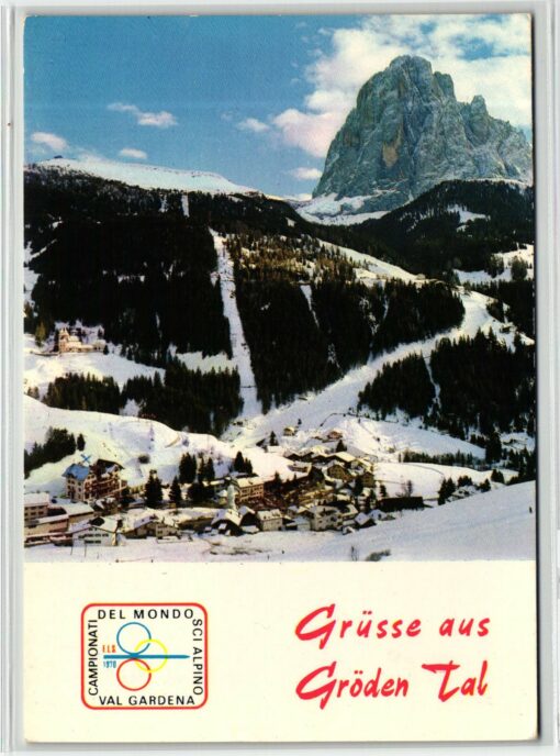 AK Postcard Ski, Campionati del Mondo Val Gardena Gröden WM Wolkenstein 1970 Skiing