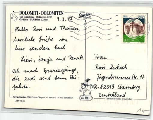 AK Postcard Ski, Val Gardena Gröden St. Ulrich Ortisei Dolomiten Dolomiti Skiing – Bild 2