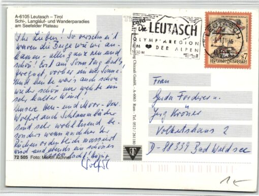 AK Postcard Ski, Leutasch Tirol Langlauf Olympiaregion Skiing – Bild 2