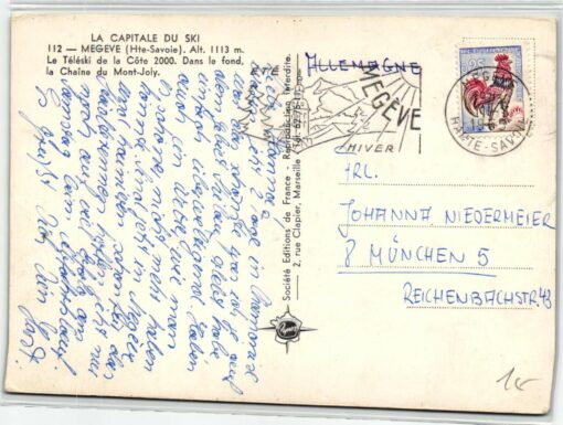 AK Postcard Ski, Meeve Hte Savoie Capitale du ski 1965 Skiing – Bild 2