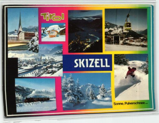 AK Postcard Ski, Skizell Sonne Pulverschnee Tirol Bergahnen Skiing