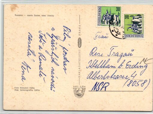 AK Postcard Ski, Hotel Churanov CSR Sumava Zadov Stachy Skiing – Bild 2