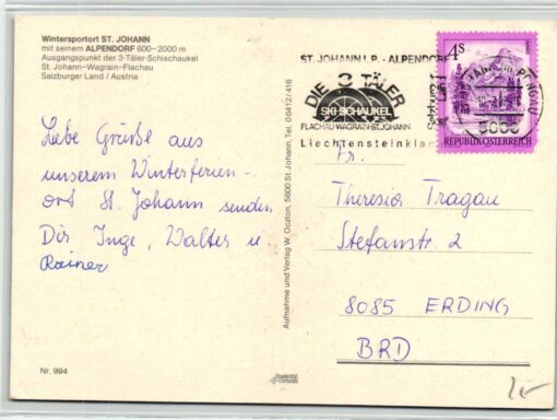 AK Postcard Ski, Schischaukel St. Johann Gernkofellifte Salzburg Skiing – Bild 2