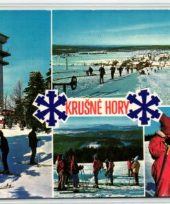 AK Postcard Ski, Krusne Hory Karlovy CSR Skiing